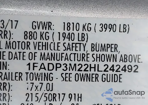 2017 Ford Focus Sel из США, поврежденный, VIN 1FADP3M22HL242492